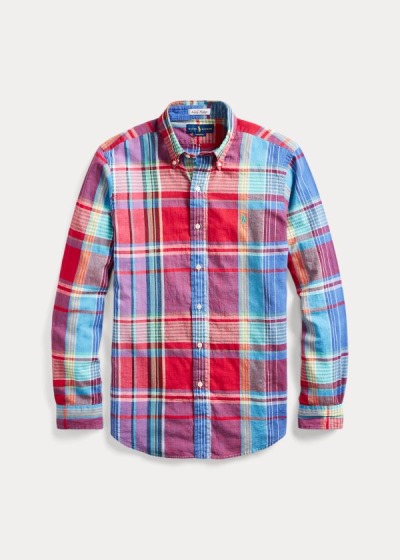 Camisa Polo Ralph Lauren Hombre Azules / Morados Multicolor - Classic Fit Madras - WHYJR1790